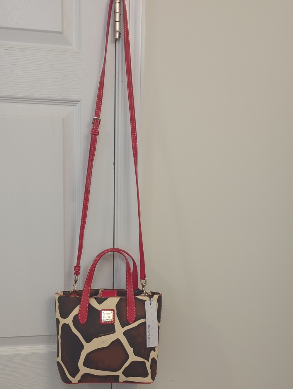 Dooney & Bourke Giraffe Print Crossbody with Red Trim